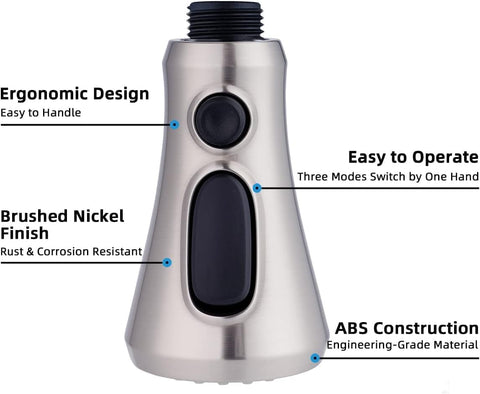 Hibbent spray head includes 15 adapters to fit common faucet hoses.