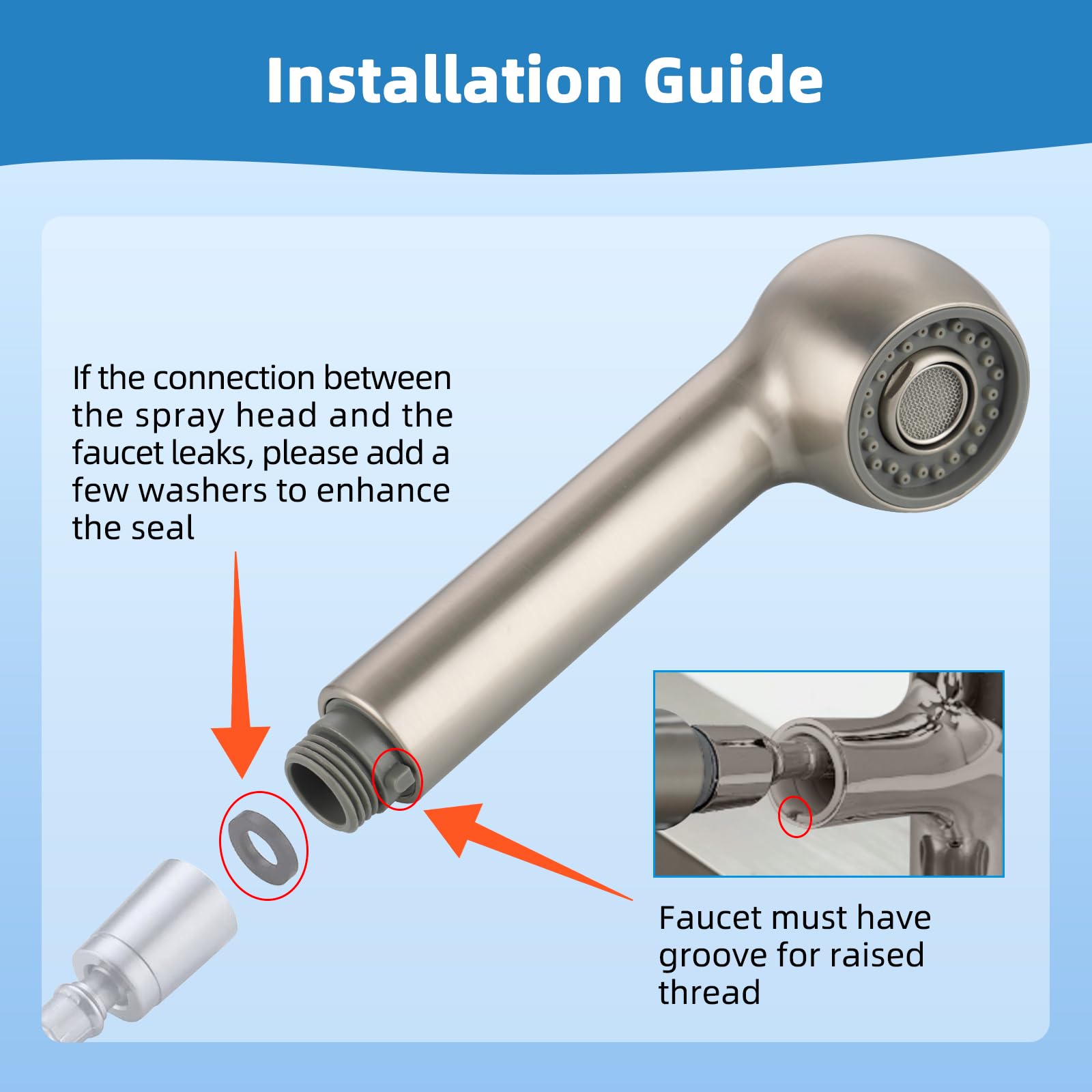 G1/2 and 13/16 inch thread visible for easy replacement.