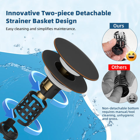 Hibbent stainless steel basket provides effective filtration of hair and debris.