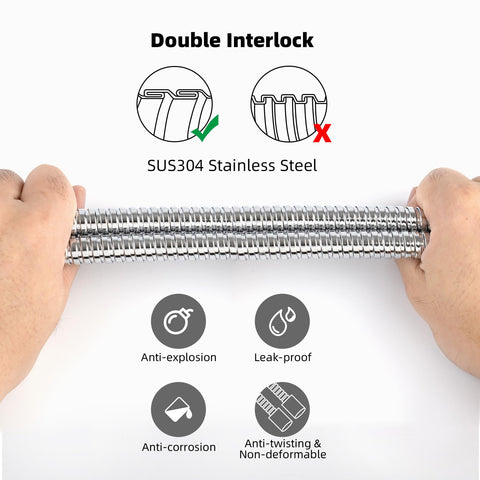 Hibbent stainless steel shower hose with chrome finish for durable daily use