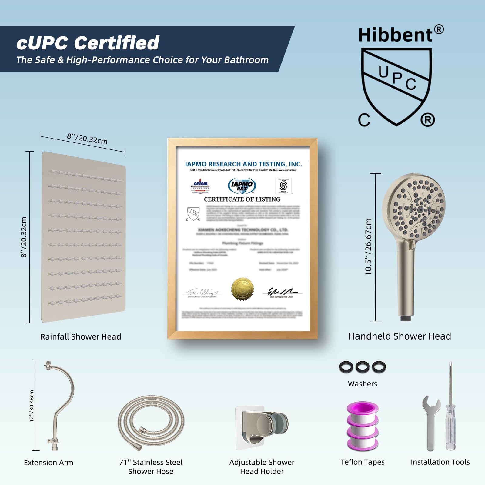 Hibbent SUS304 stainless steel construction resists rust
