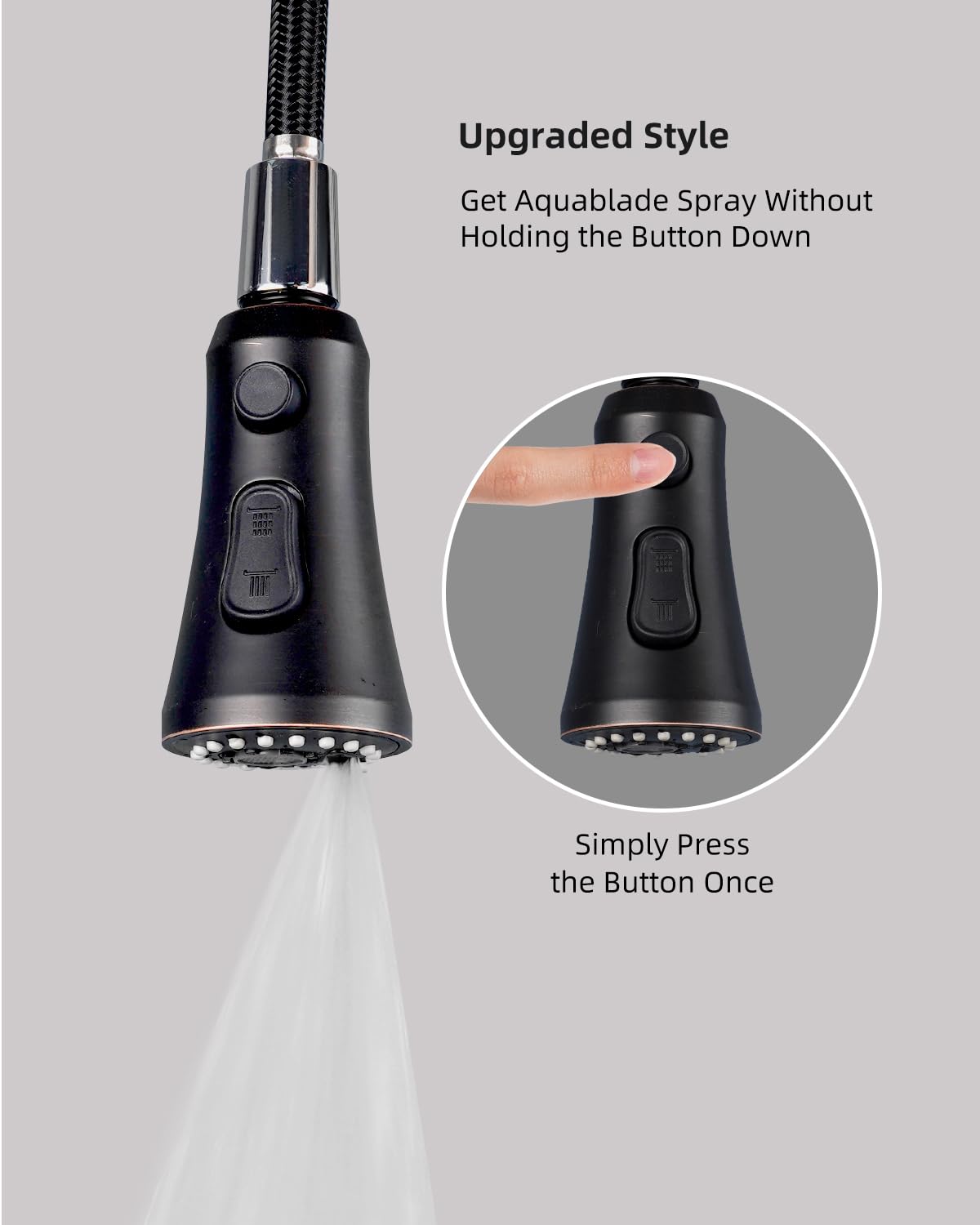 Hibbent three-function spray with stream, spray, and high rinse