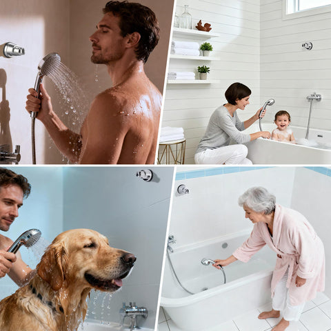 Hibbent tilt angle adjustment directing shower spray precisely