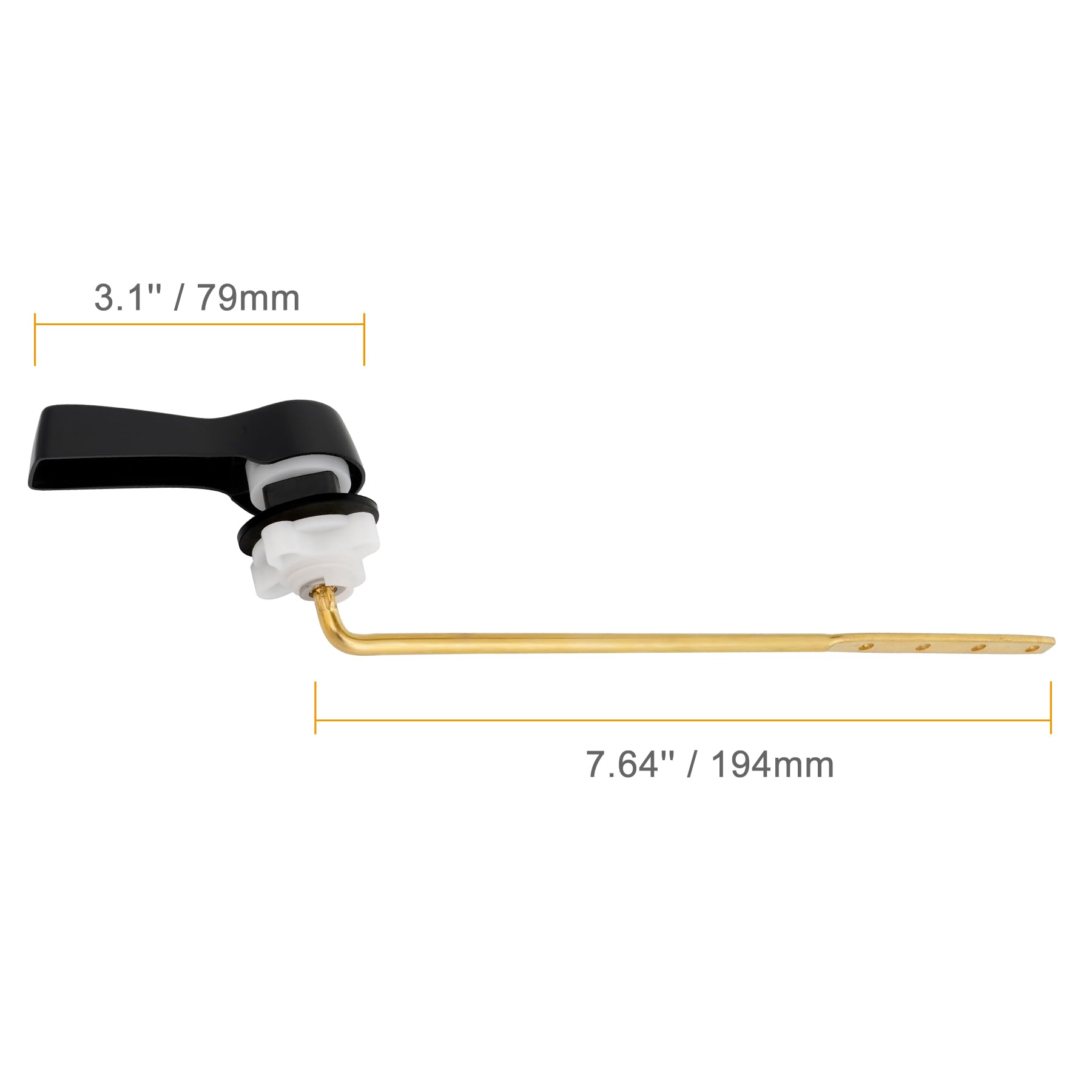Hibbent toilet handle dimensions 19.4 cm by 6.5 cm for common tanks.