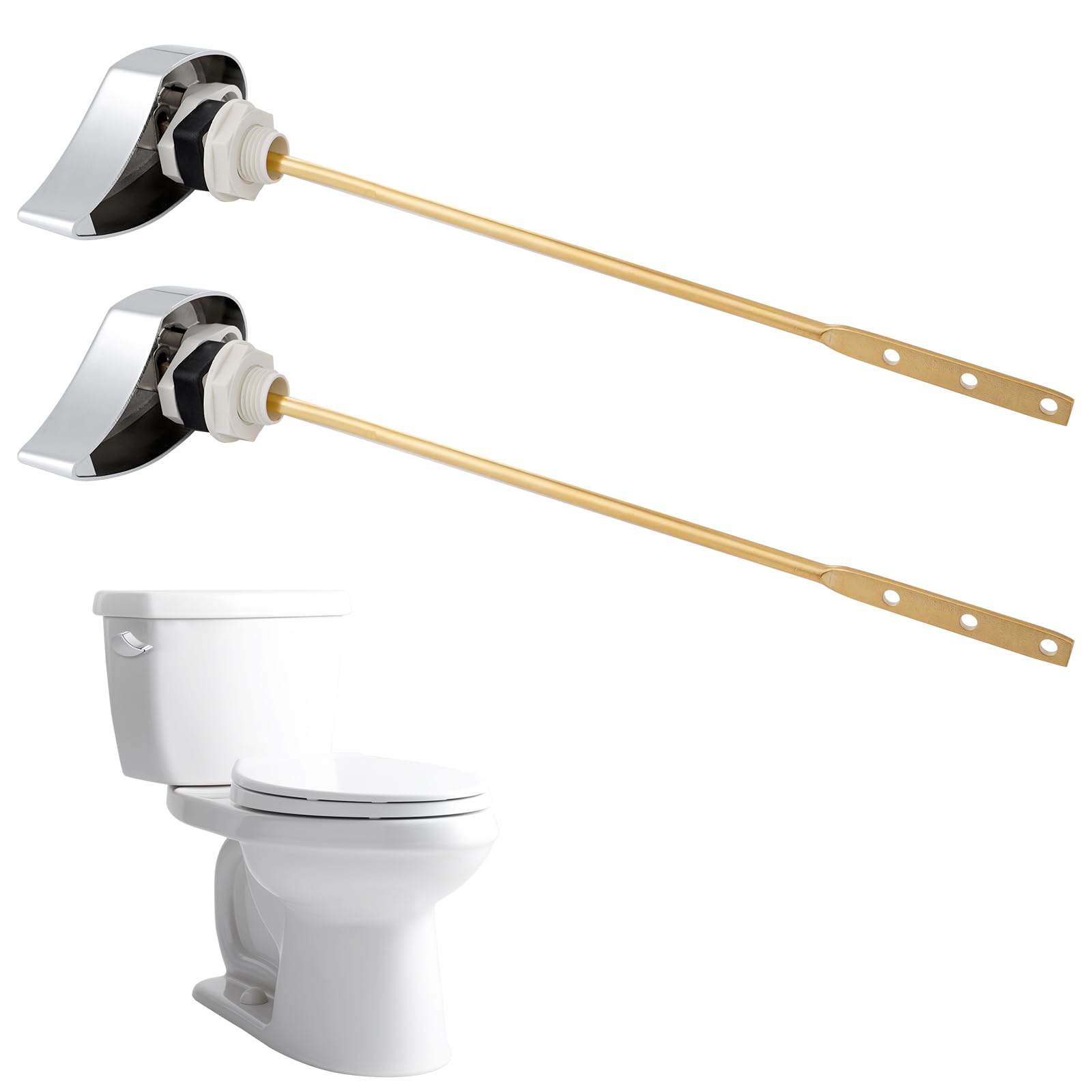 Hibbent chrome toilet handle replacement for side-mount ST701 tanks with durable brass lever