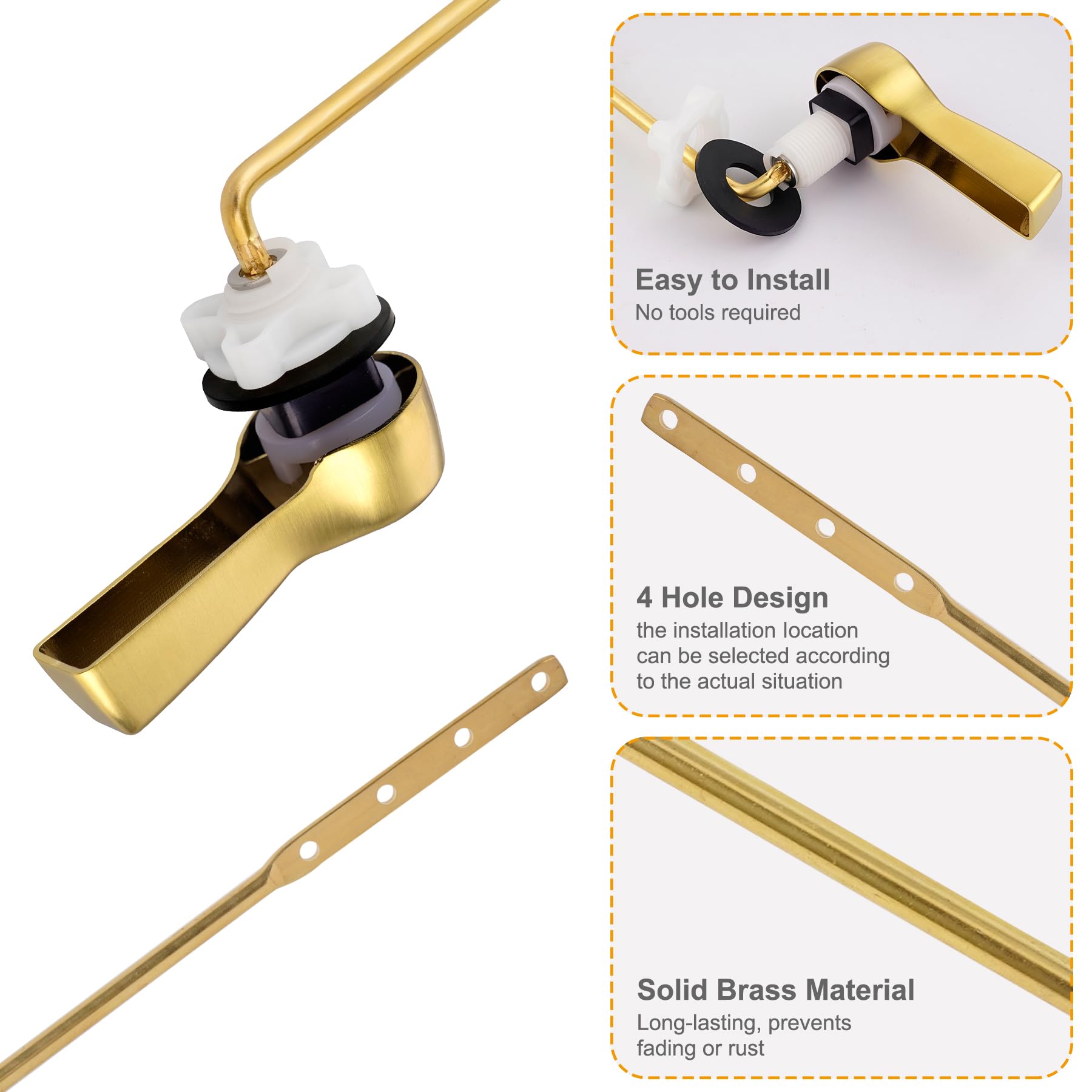 Hibbent four-hole adjustable lever fits multiple tank depths