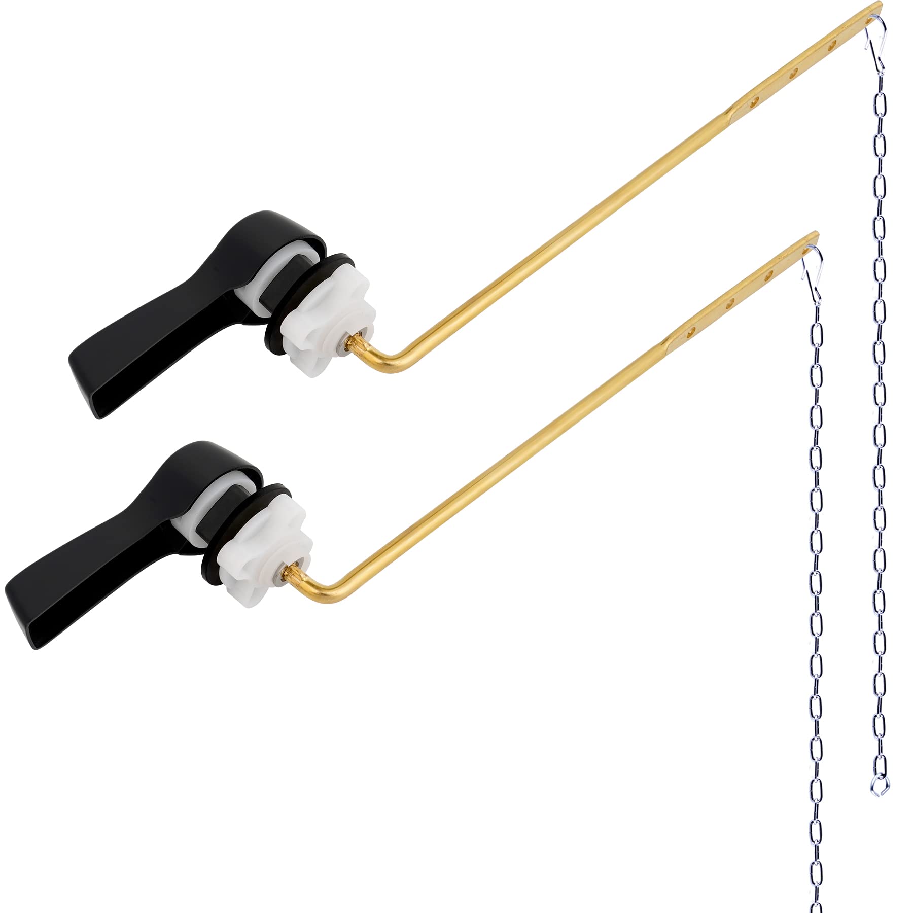 Hibbent two-pack front-mount toilet handle with matte black finish for easy replacement.