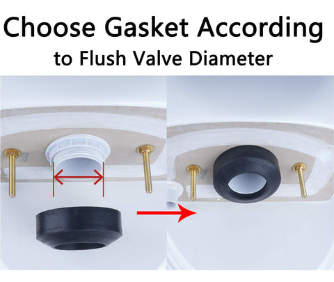 Two-size gaskets (2in and 2.5in) fit common flush valve openings.