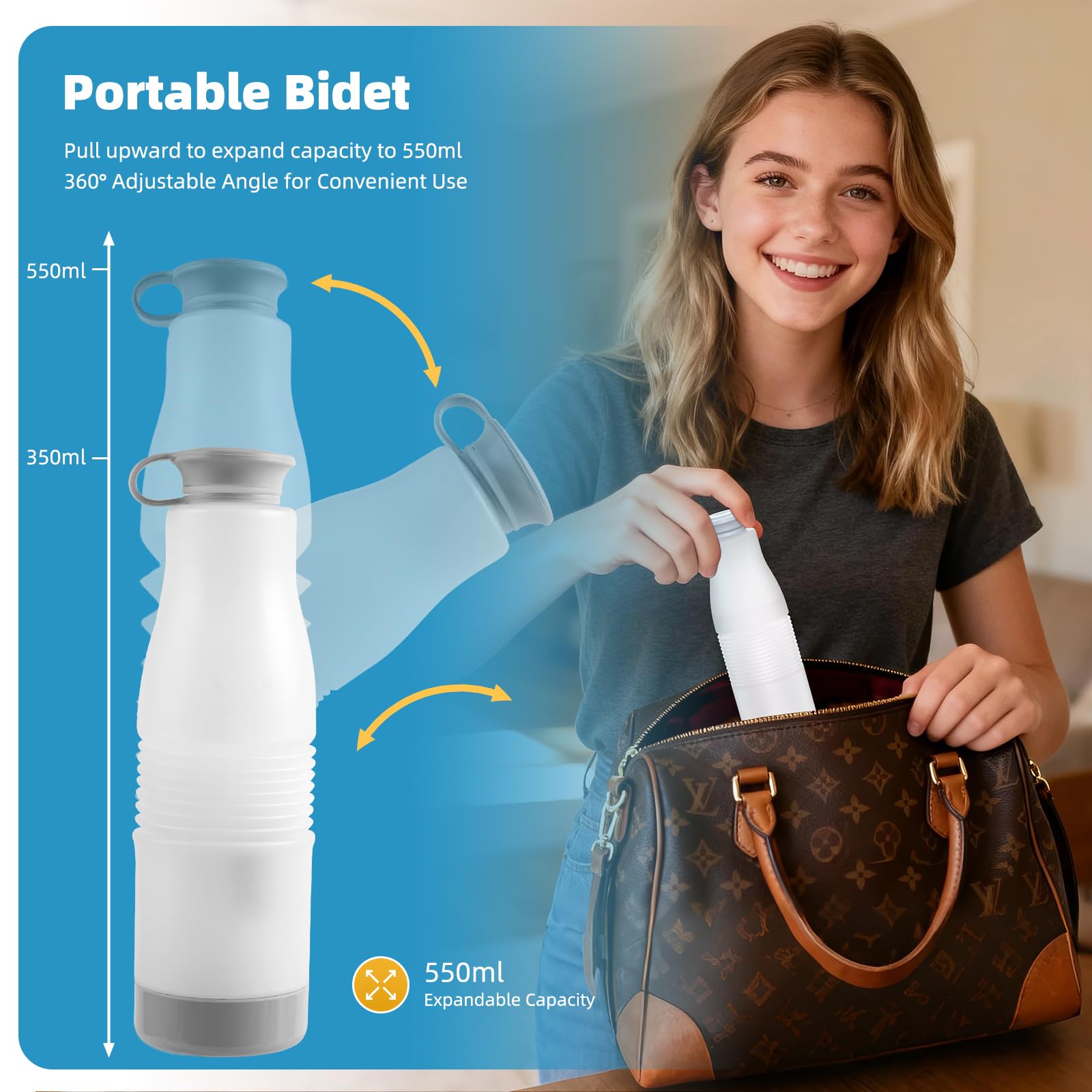 Hibbent USB-C rechargeable bidet with long-lasting battery for trips