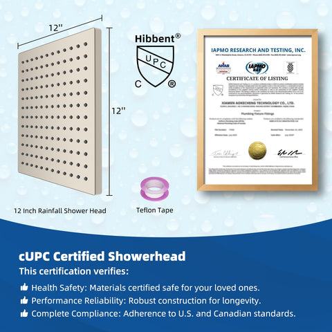 Hibbent shower head compatible with wall or ceiling arms for versatile installation