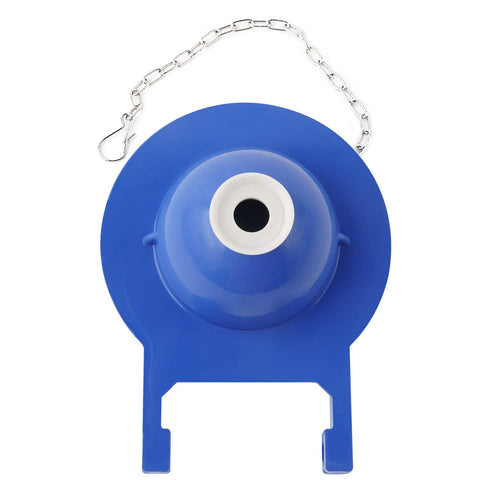 Hibbent blue flapper helps conserve water through precise sealing.