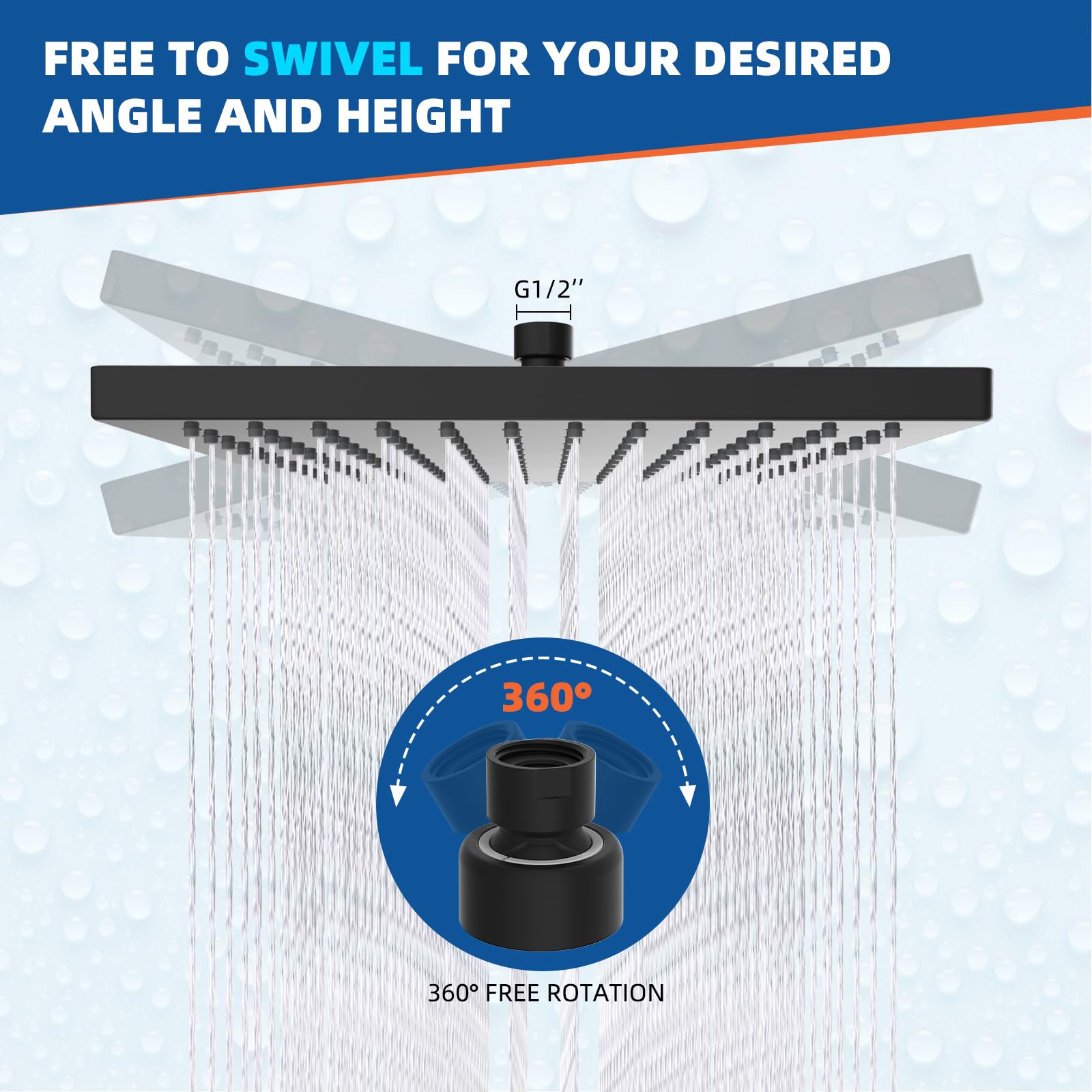 Hibbent wide rainfall spray demonstrates generous coverage for everyday showers.