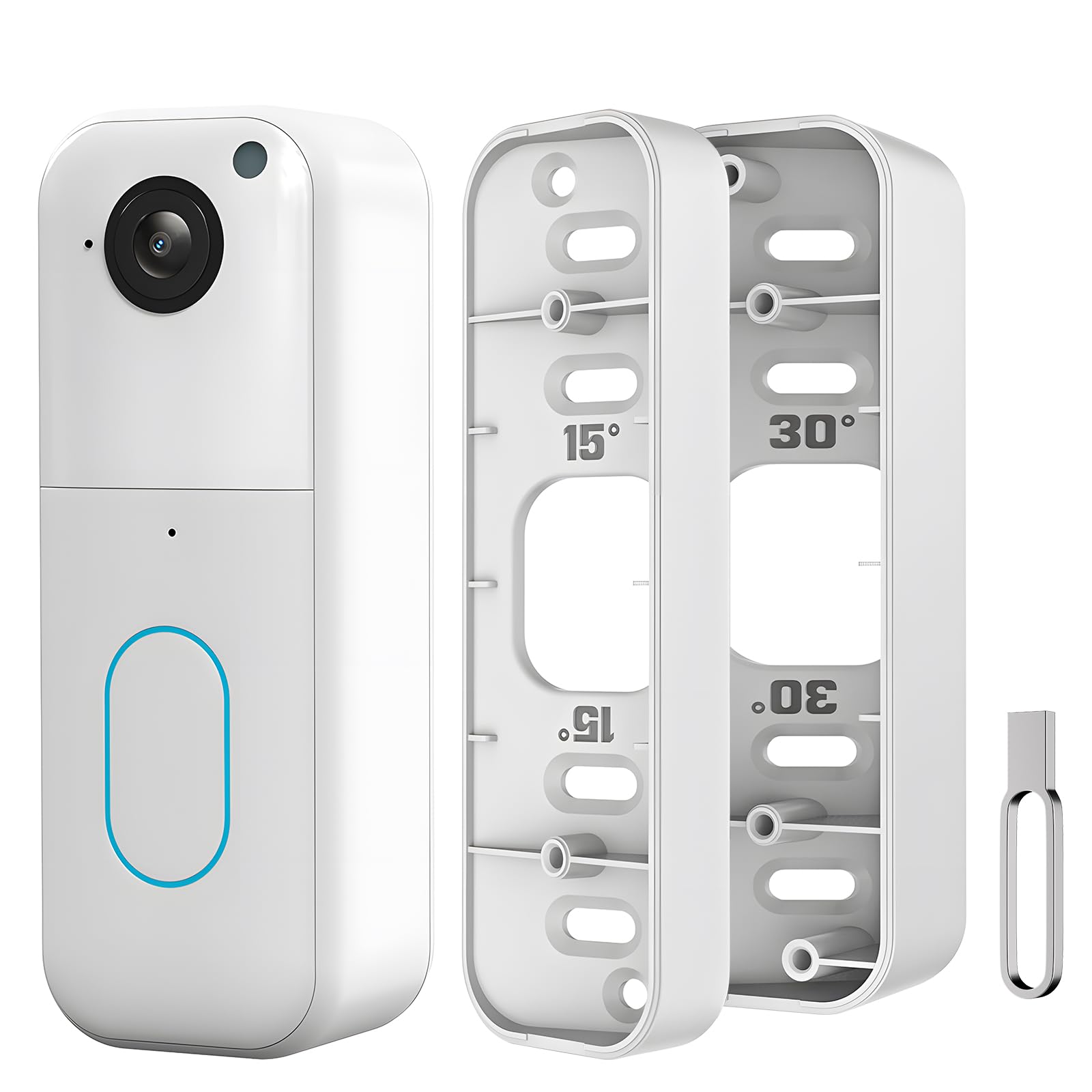 Hibezos Blink doorbell corner mount 15-degree tilt improves viewing angle.