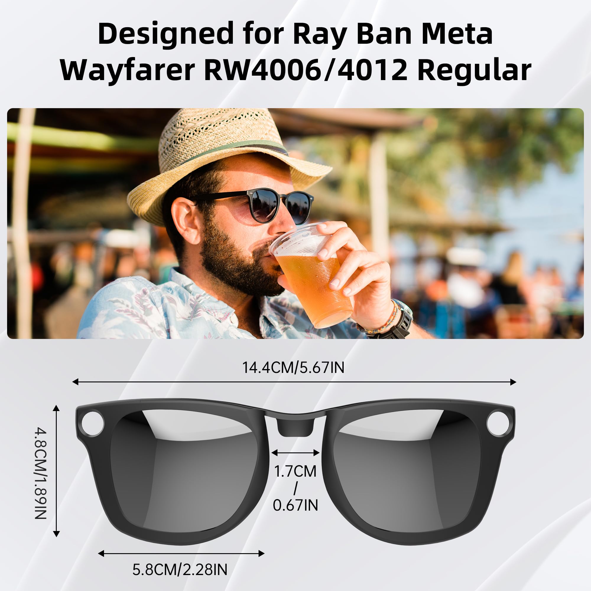 HIBLOKS polarized clip for Ray-Ban Wayfarer Yellow reduces reflections for safer night driving.