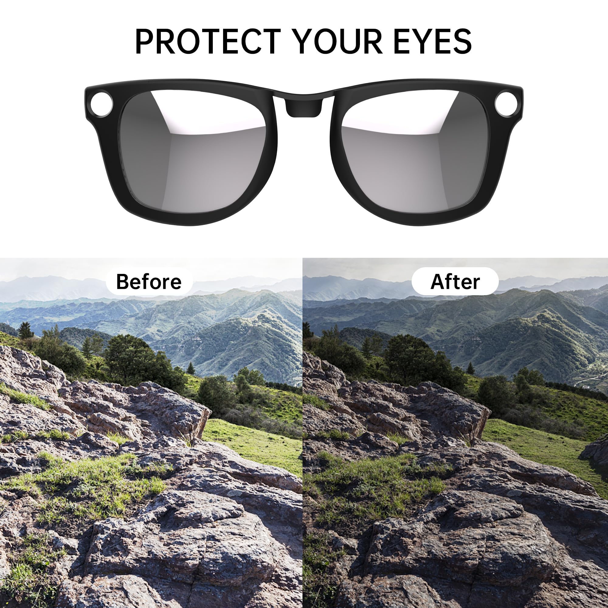 HiBloks polarized clip for Ray-Ban Wayfarer Gen 2 in orange reduces sun glare on bright days.