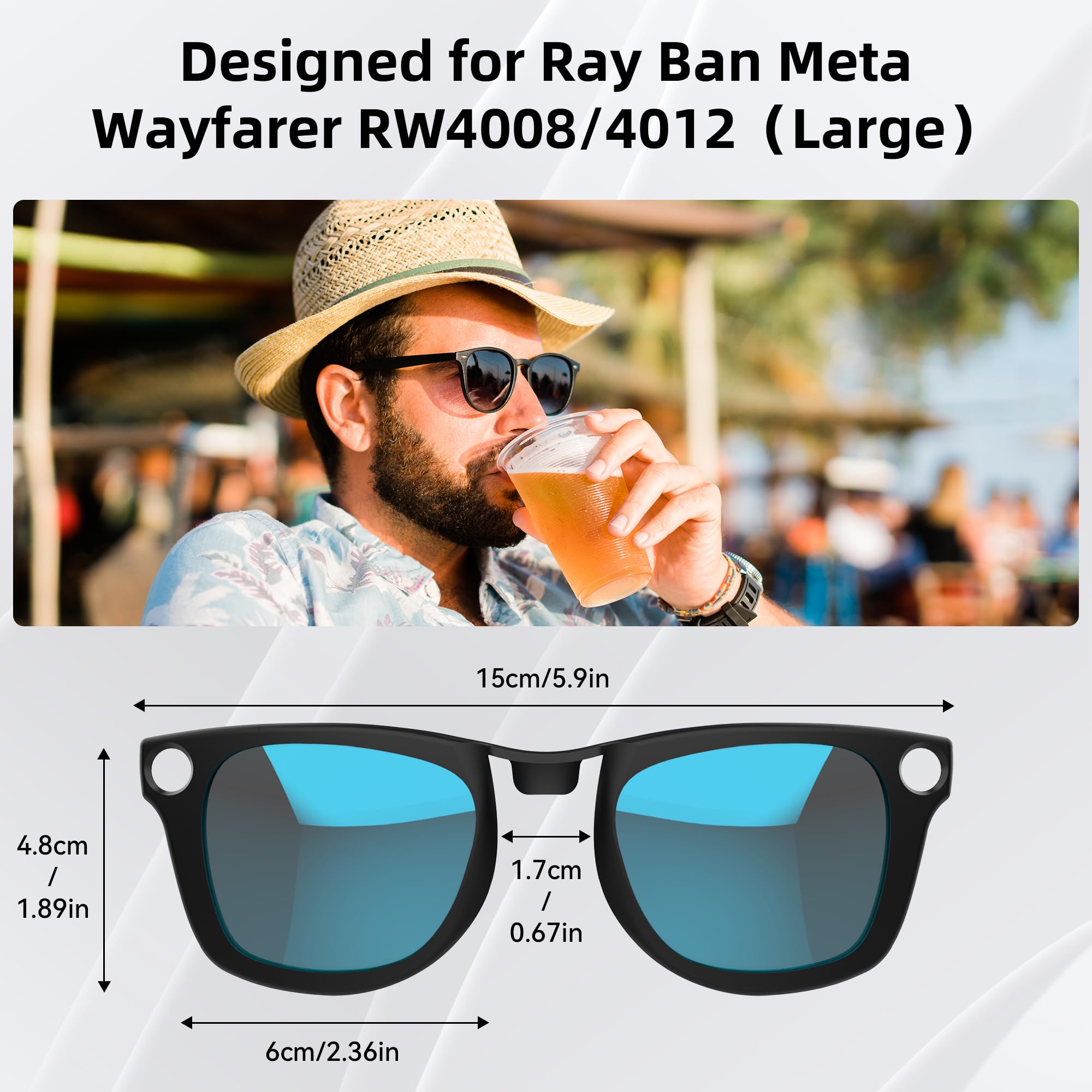 HiBloks polarized clip for Ray-Ban Wayfarer Gen 2 in pink shields eyes from glare outdoors.