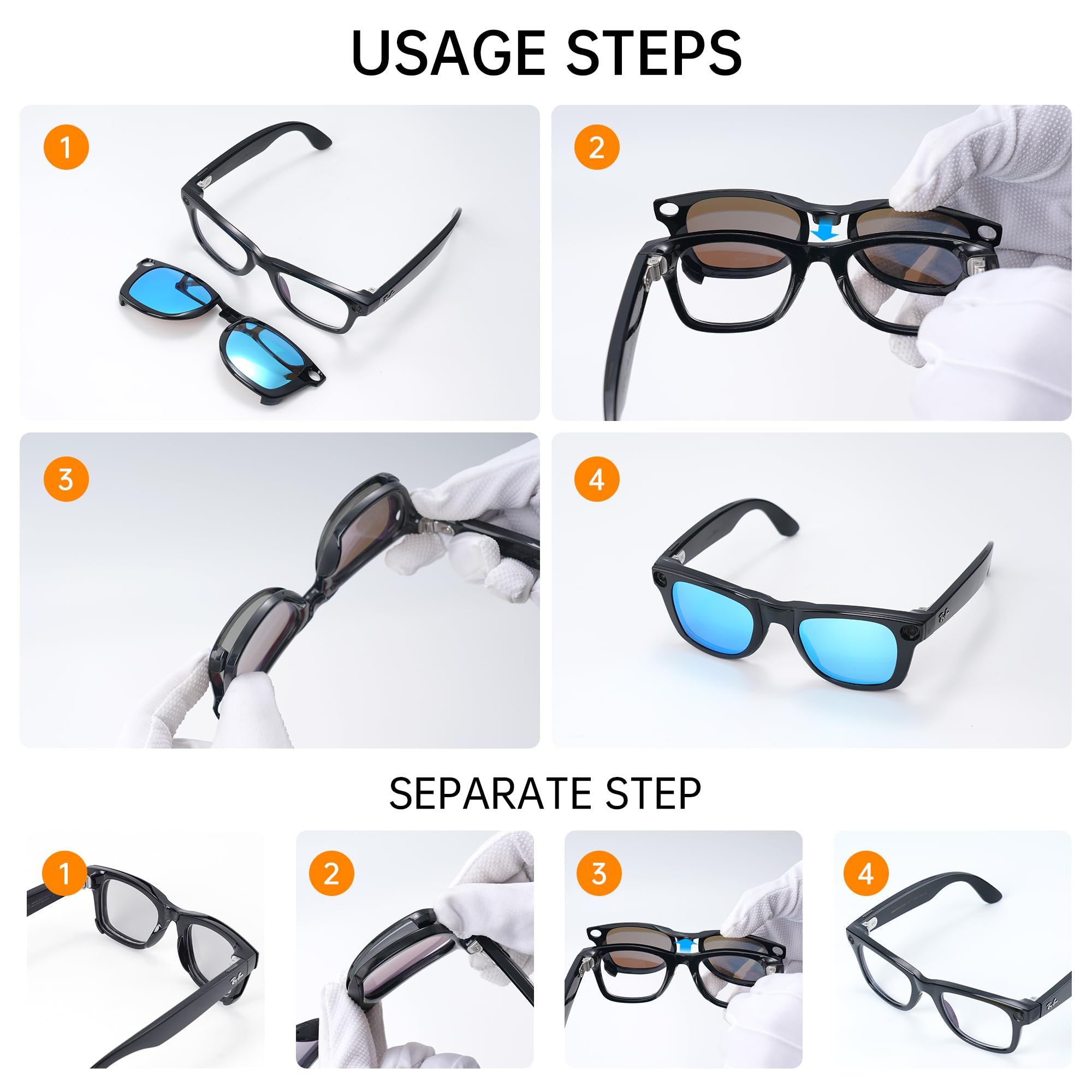 HiBloks Ray-Ban Meta Wayfarer clip packaging shows two color options.