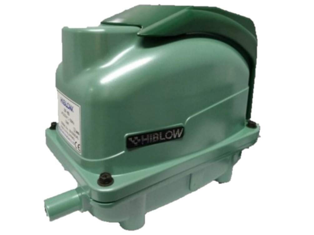 Hiblow XP-80 septic air pump for outdoor pond aeration, quiet and energy efficient.