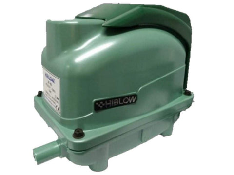 Hiblow XP-80 septic air pump for outdoor pond aeration, quiet and energy efficient.
