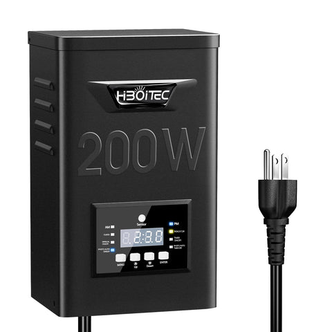 HIBOITEC 200W transformer front view for durable outdoor lighting power