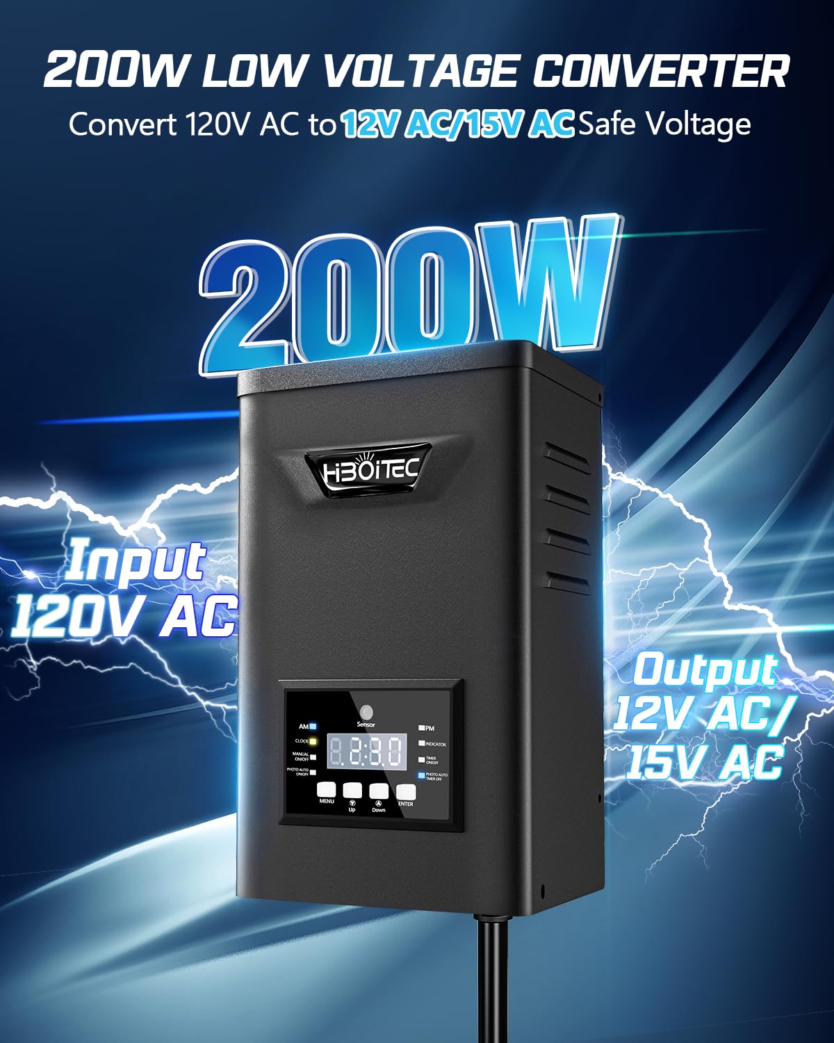 HIBOITEC 200W transformer weatherproof stainless steel body for all-weather use