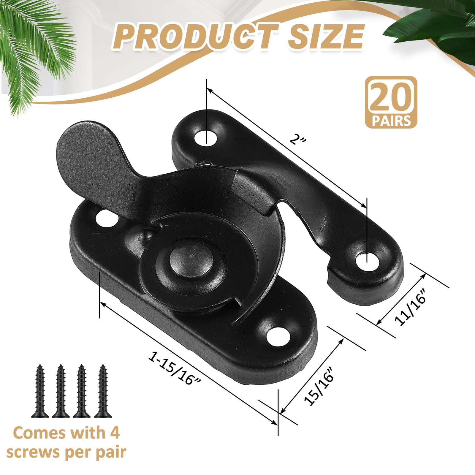 Matte black steel sash lock with base hole for secure attachment.