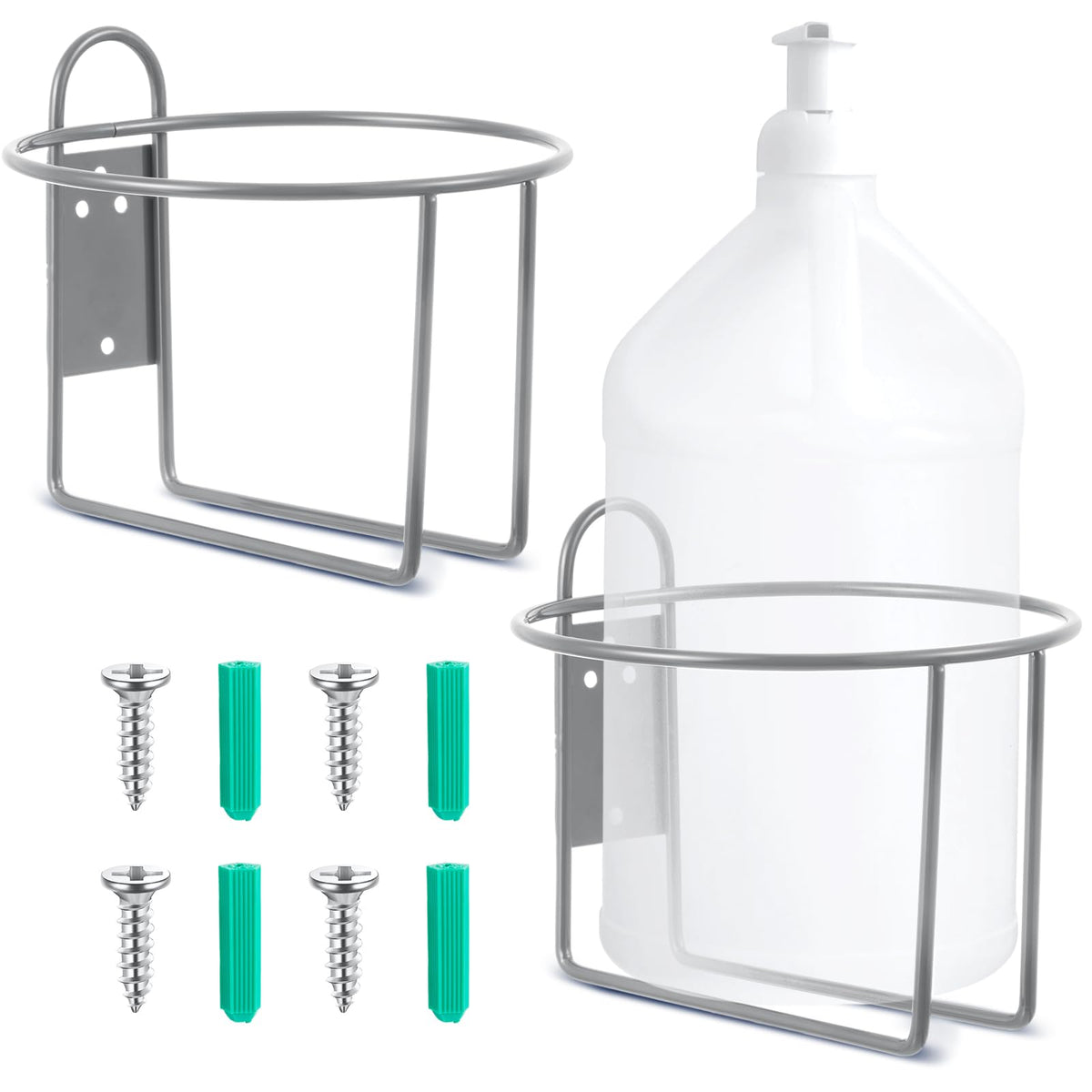 Hicarer two-pack wall-mounted jug rack keeps jugs organized and accessible.