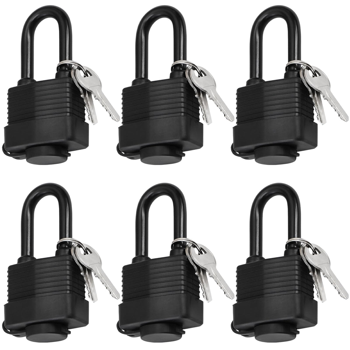 Hiceeden 6-pack keyed-alike padlocks with heavy-duty shackle for secure gates