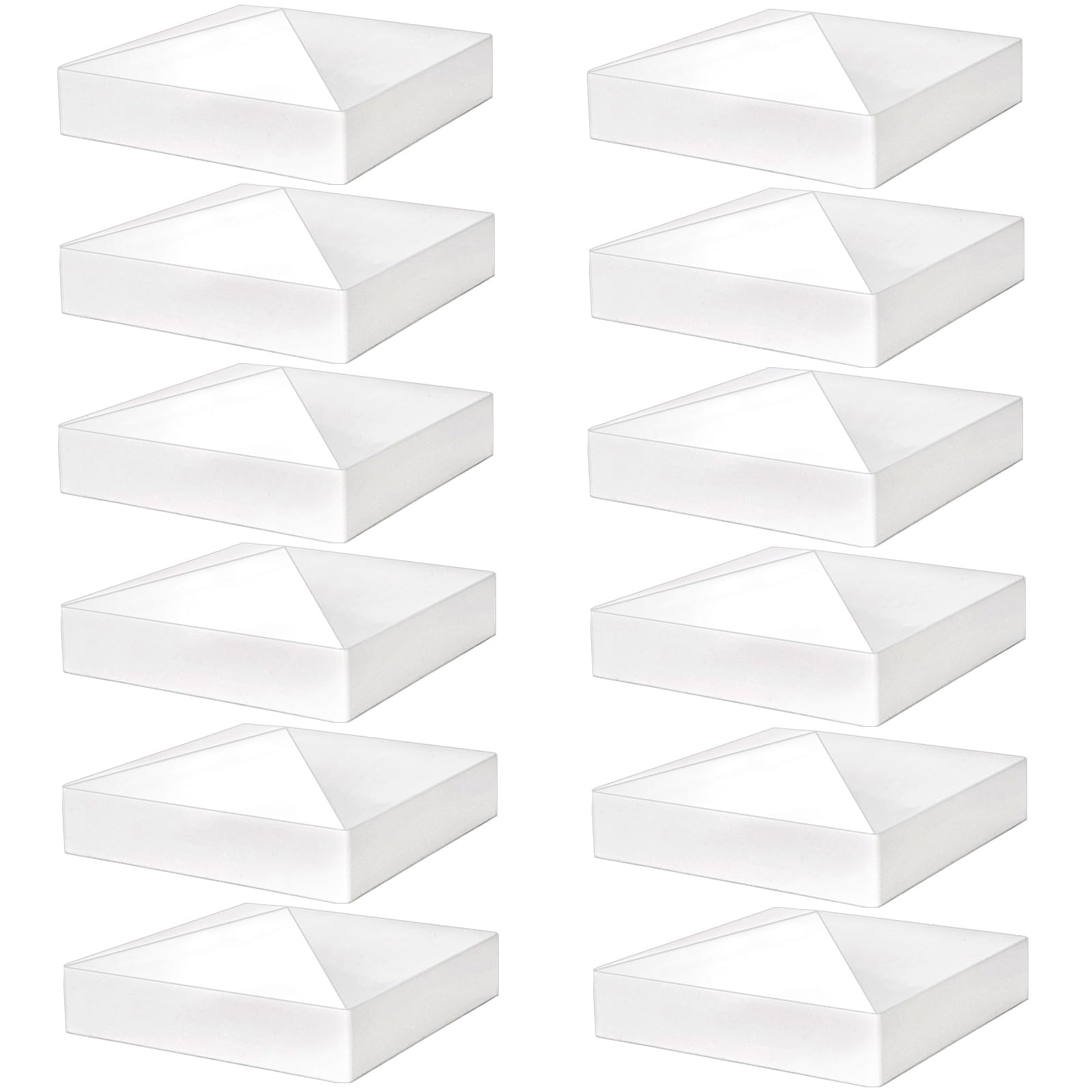 Hiceeden 12-pack pyramid white post caps on outdoor posts for a clean finish