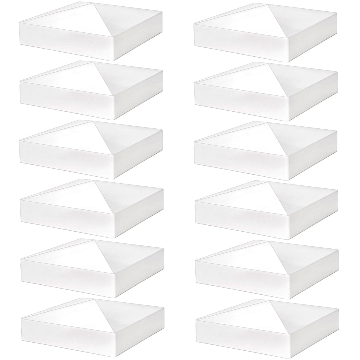 Hiceeden 12-pack pyramid white post caps on outdoor posts for a clean finish