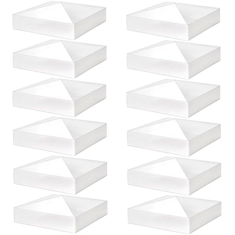Hiceeden 12-pack pyramid white post caps on outdoor posts for a clean finish