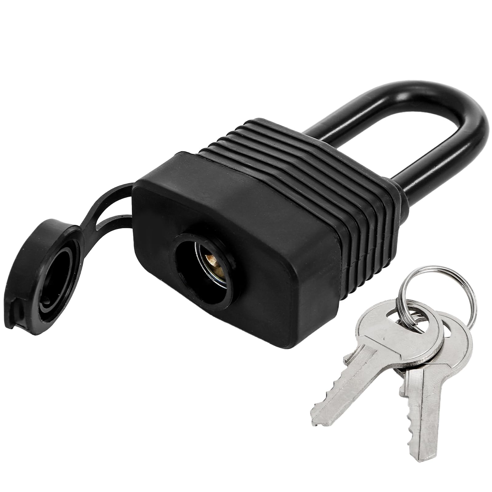 Hiceeden textured PVC body padlock offers a firm grip outdoors