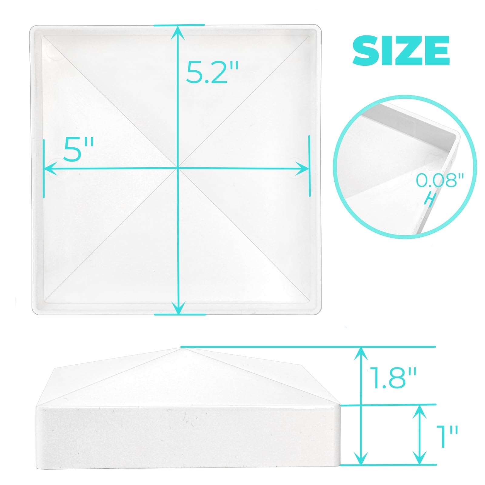 Hiceeden vinyl fence post cap 5x5 white on fence post