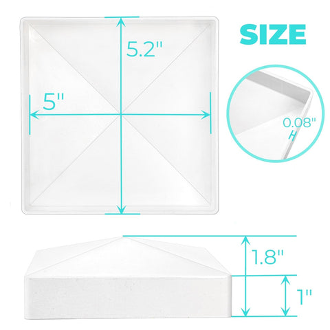 Hiceeden vinyl fence post cap 5x5 white on fence post