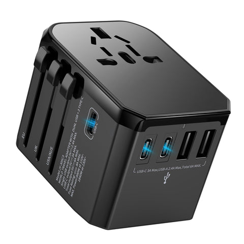 HICHOR universal travel adapter front view showing compact all-in-one hub.