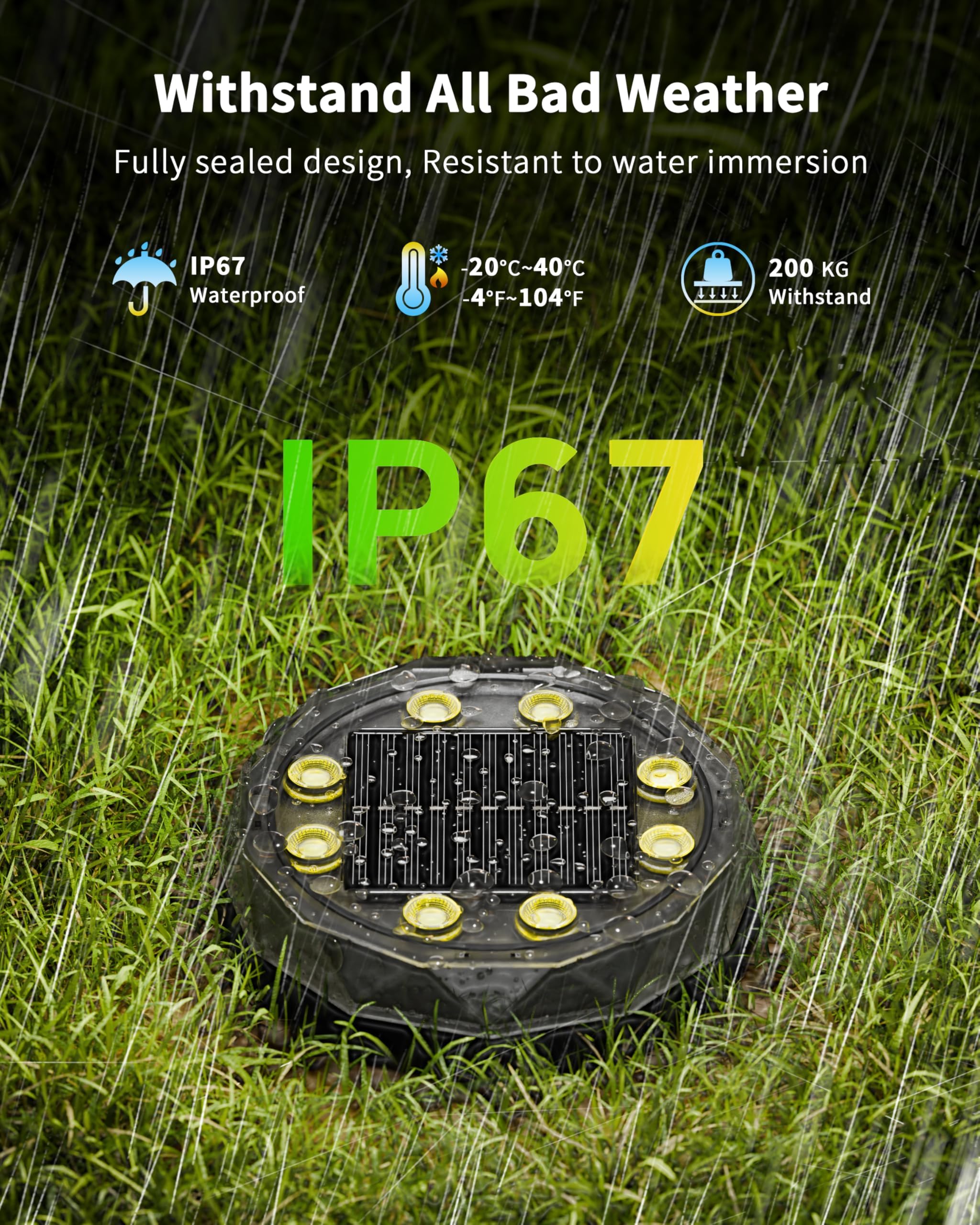 Hicotet solar ground light easy installation requires no wiring.