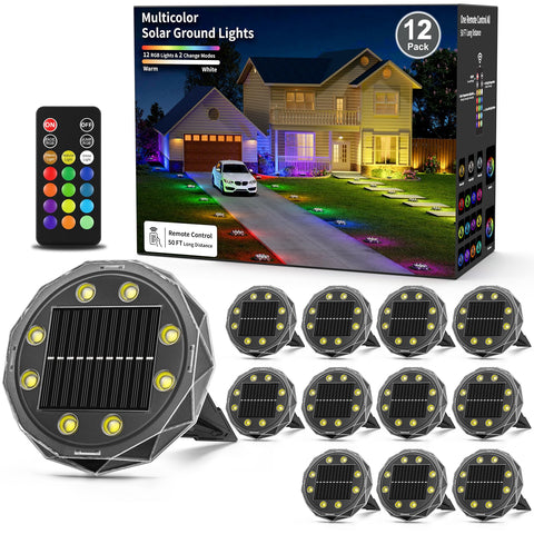 Hicotet solar ground lights with remote control illuminate pathways up to 50 feet