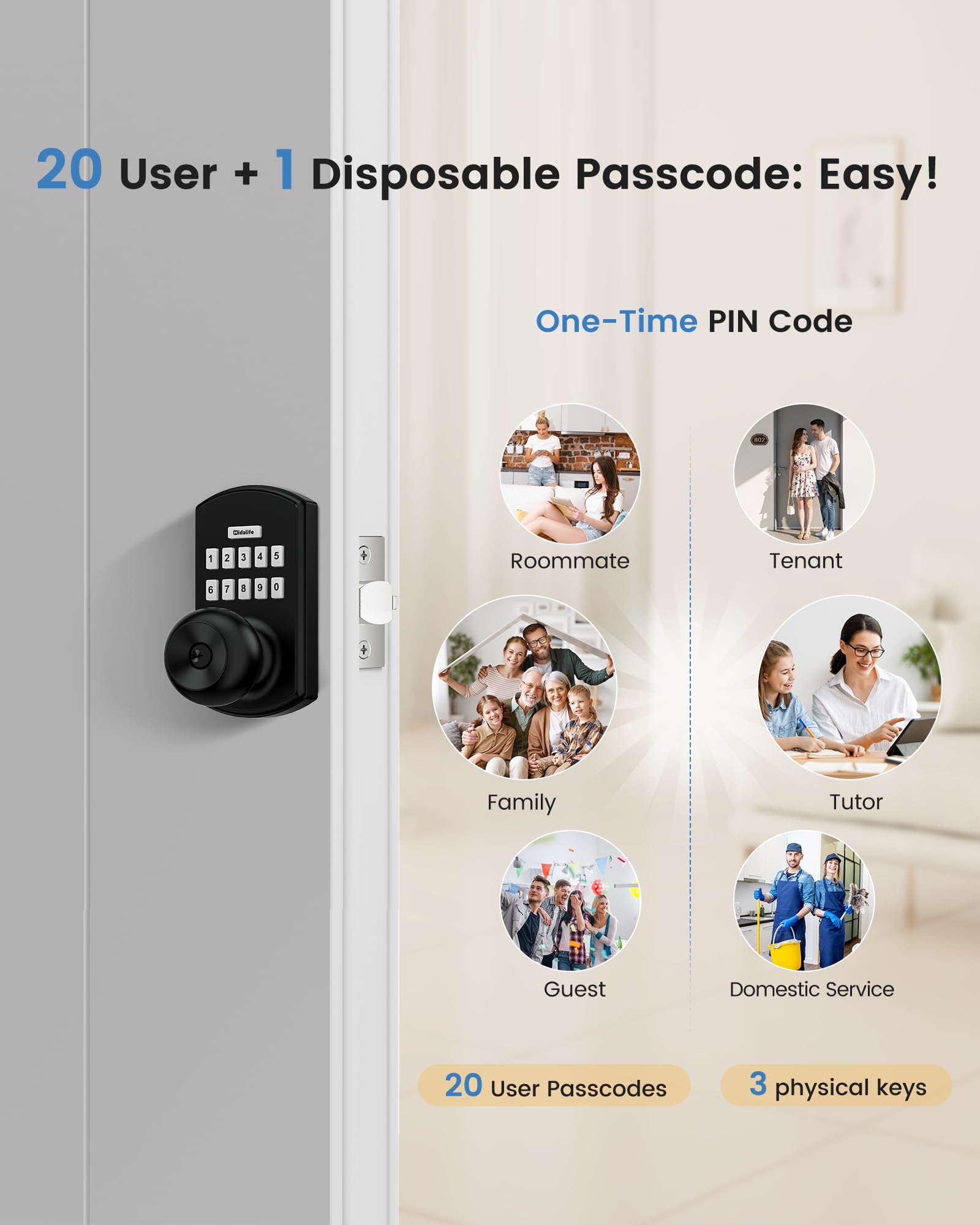 Hidalife auto lock unlock switch demonstrates convenient hands free entry for deliveries.