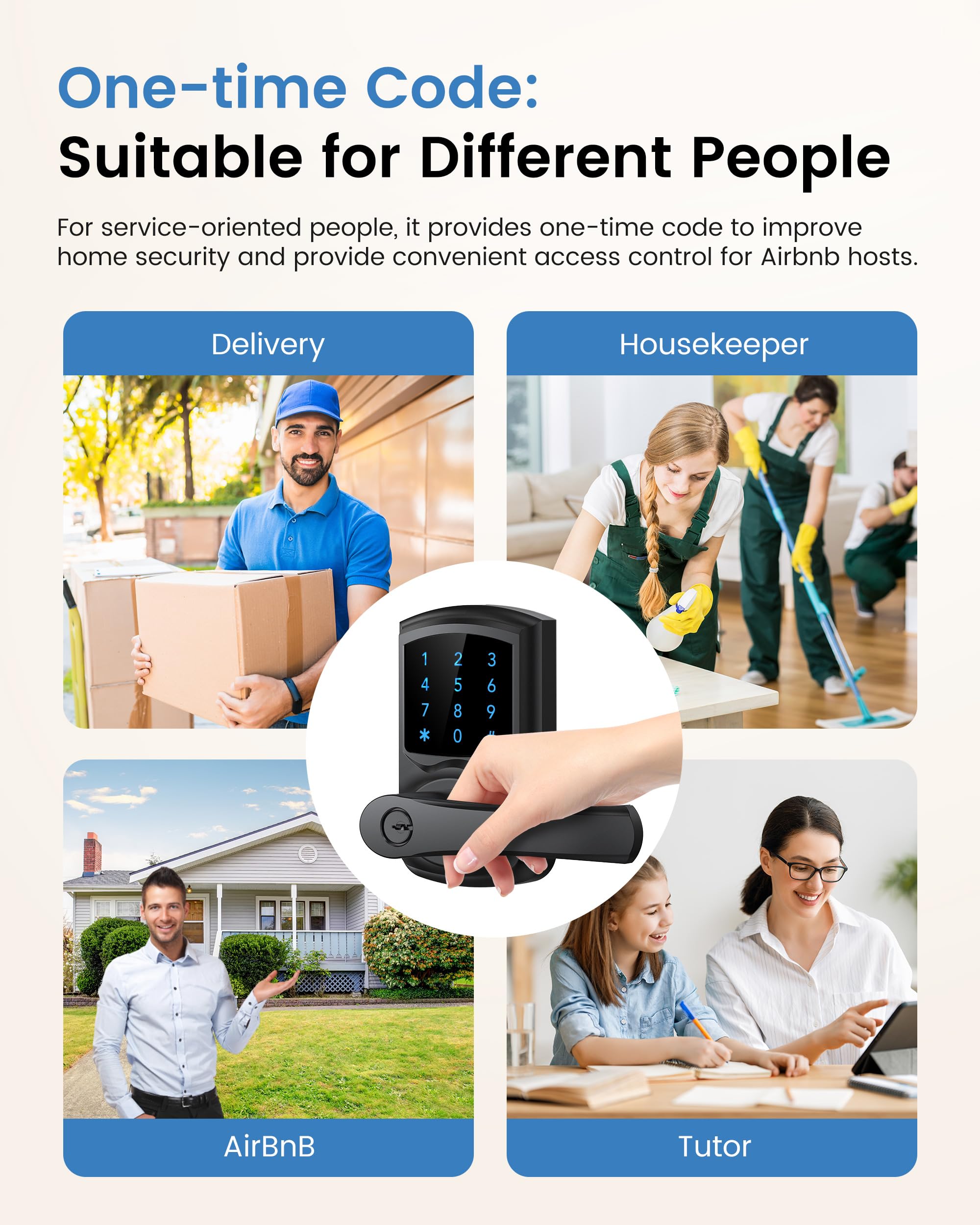 Adjustable backset fits common US doors for simple installation.