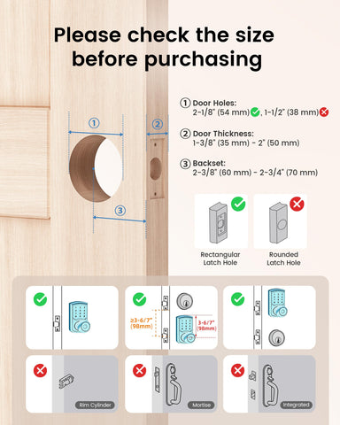 HIDALIFE backset adjustment showing 60 mm and 70 mm options.