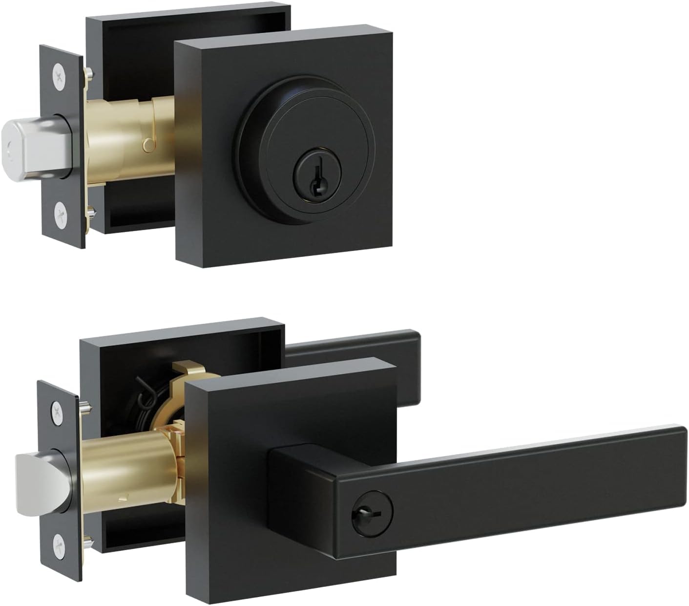 HIDALIFE front door lock set main body in matte black for secure exterior entry.