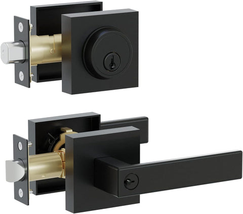 HIDALIFE front door lock set main body in matte black for secure exterior entry.