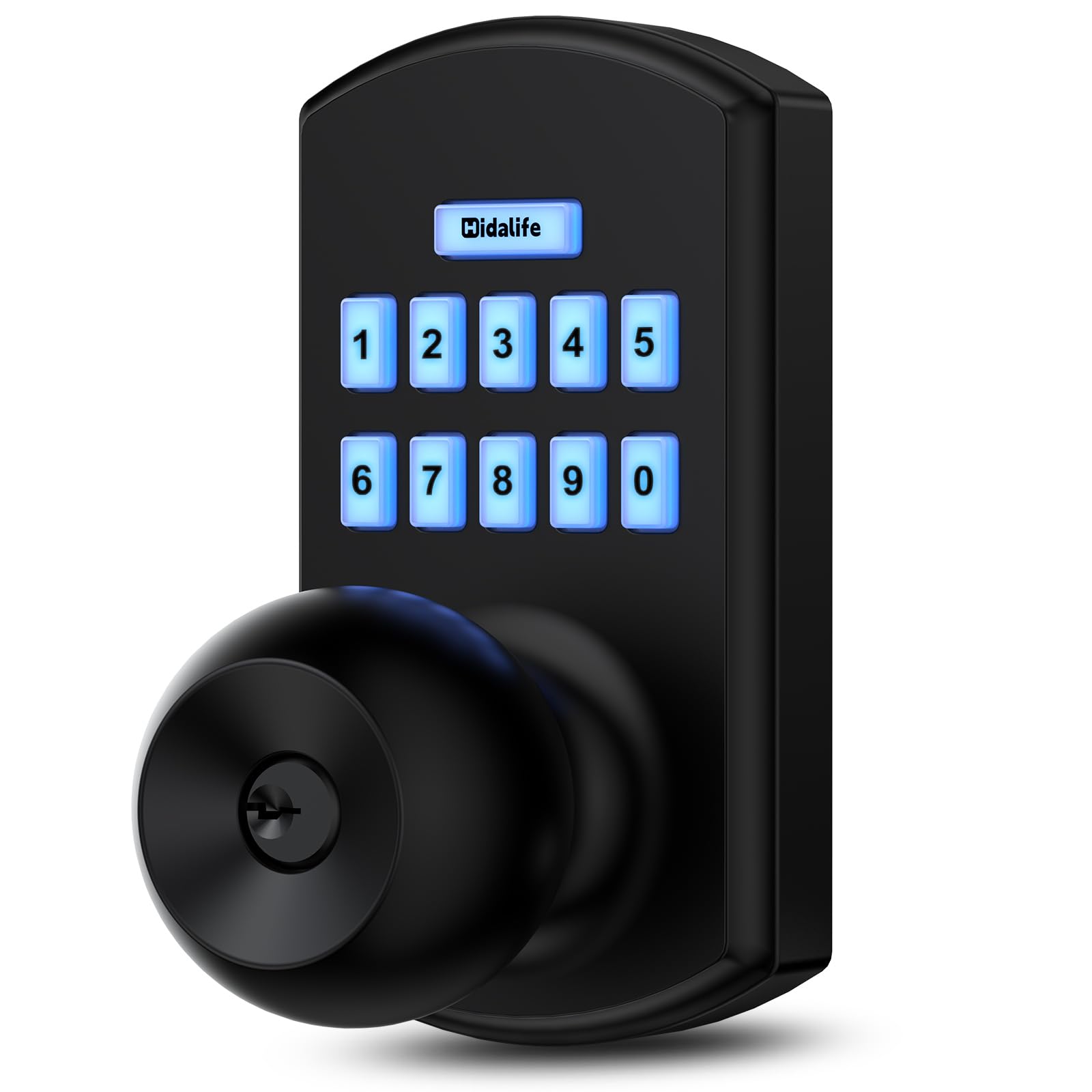 Hidalife keypad door lock on the front view, secure entry for busy homes.