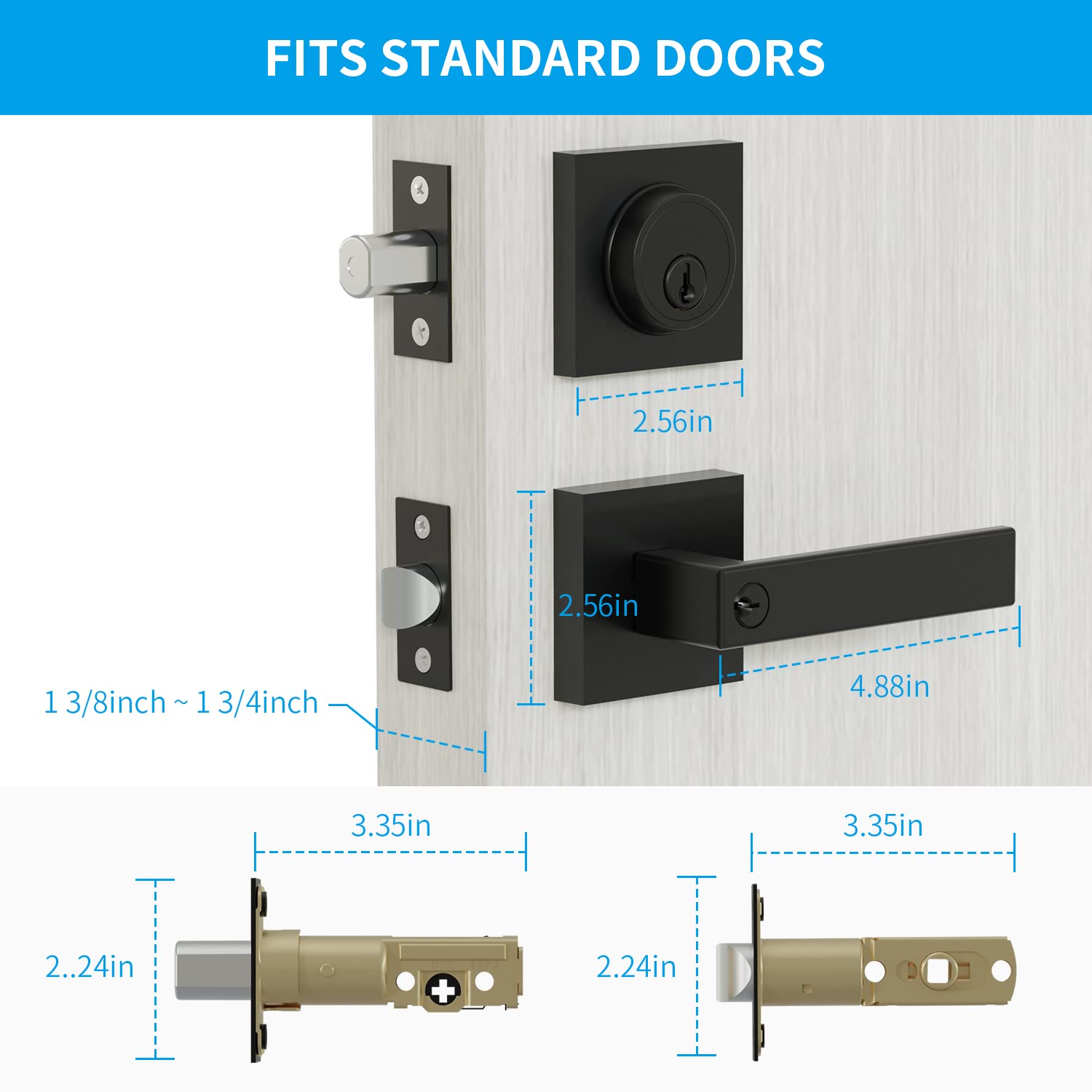 HIDALIFE standard door fit for 1-3/8 to 1-3/4 inch doors