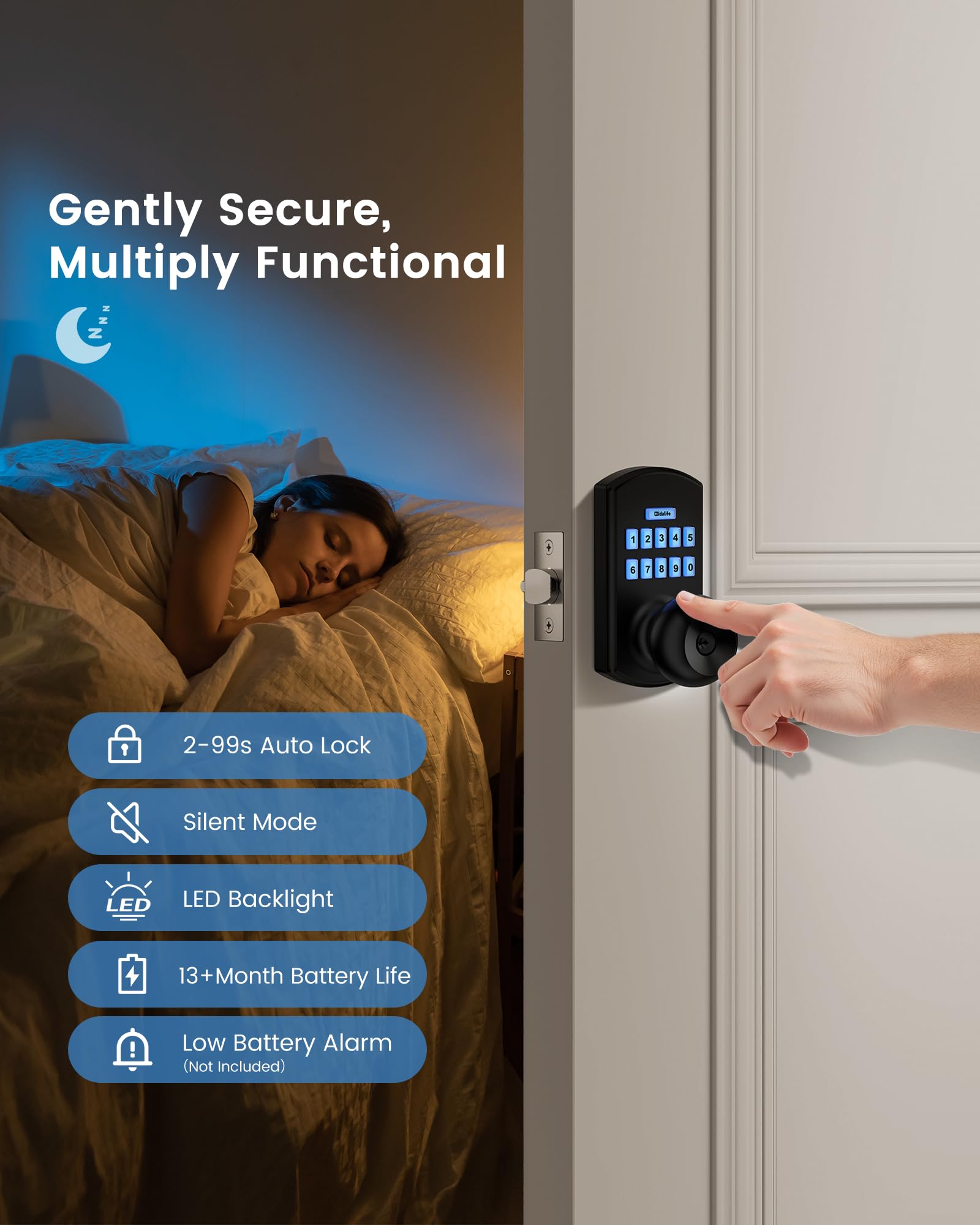 Hidalife universal fit standard door compatibility ensures straightforward installation on most doors.