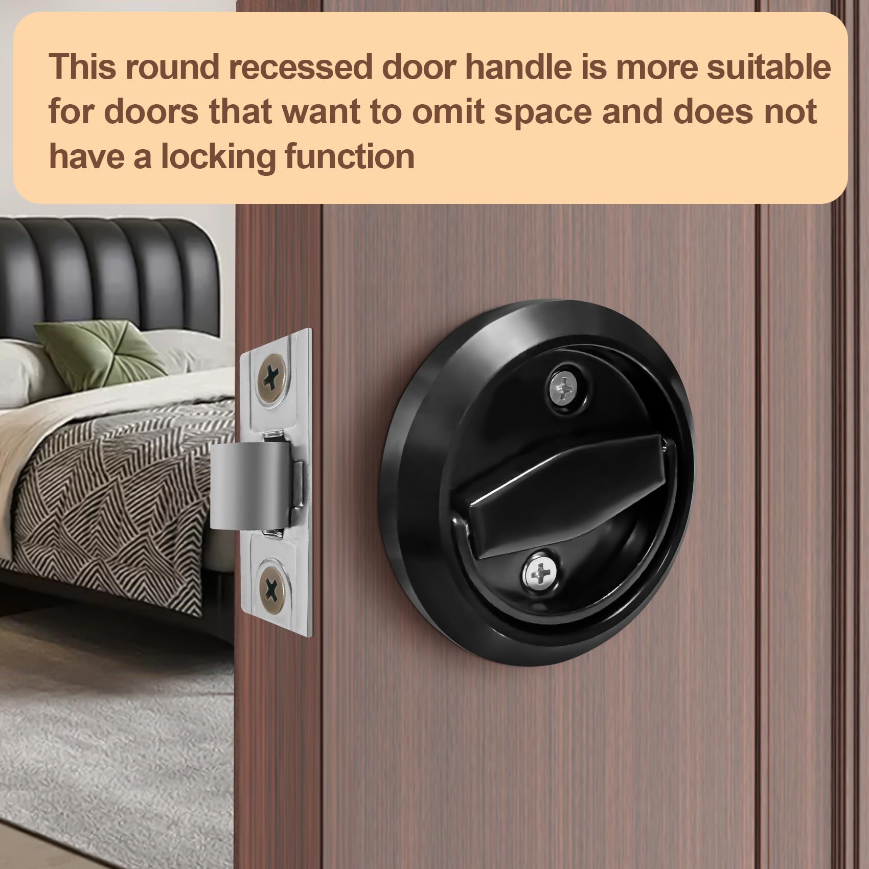 Hidden Recessed Cup Handle black close-up showing minimal, concealed hardware.