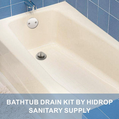 HIDROP brushed nickel tub drain assembly demonstrates universal compatibility for common drain sizes