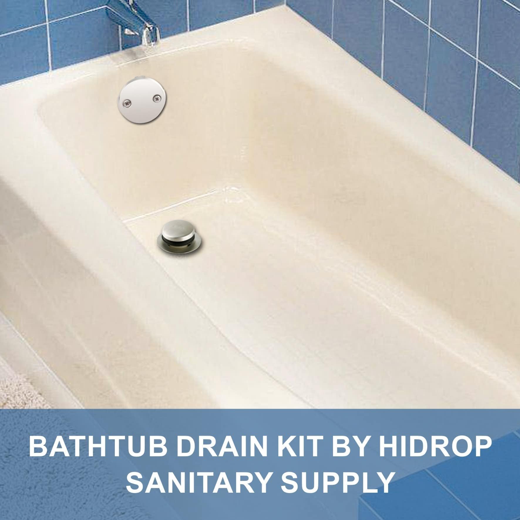 HIDROP two-hole overflow faceplate for clean, modern tub look and reliable seal