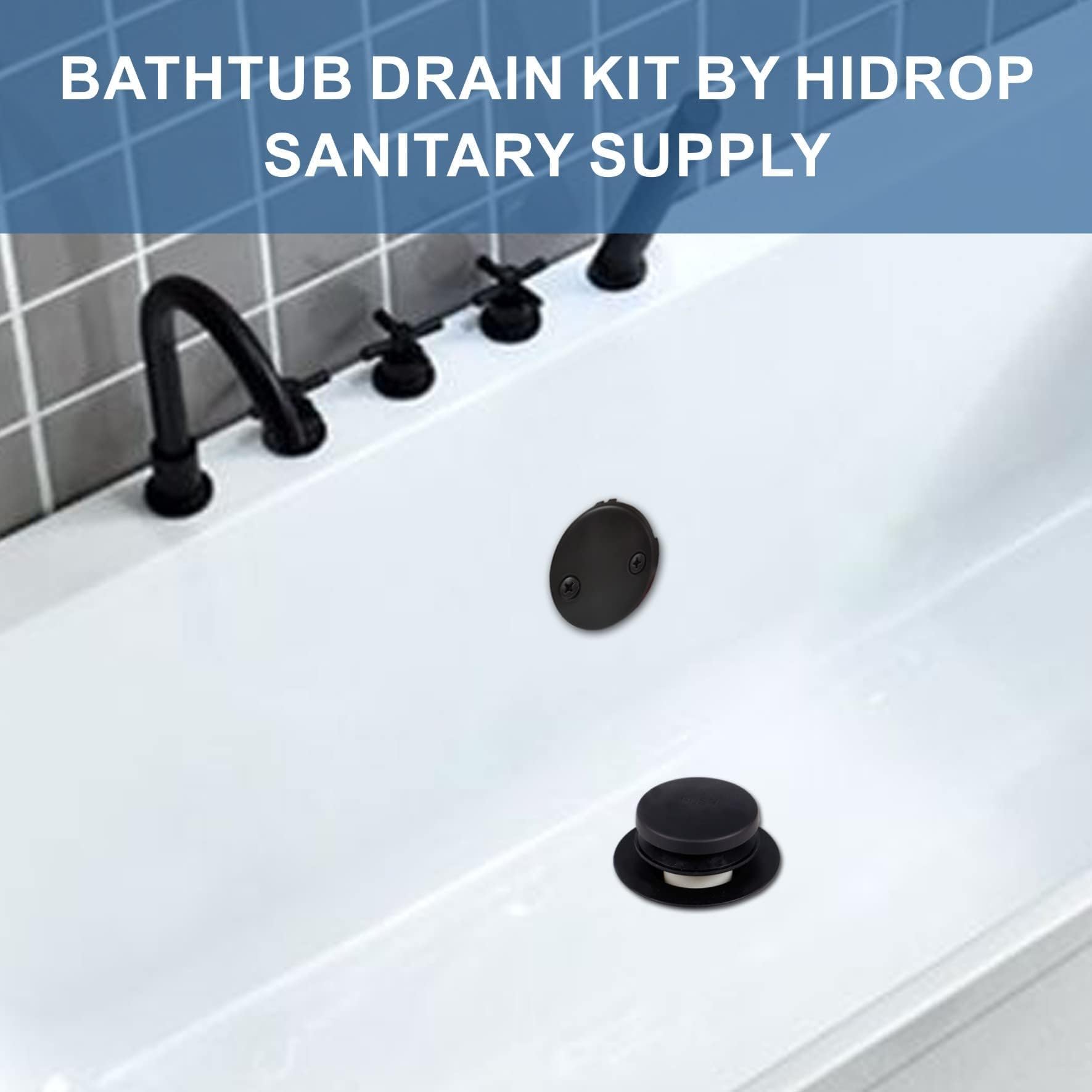HIDROP two-hole overflow faceplate close-up for a seamless matte black look