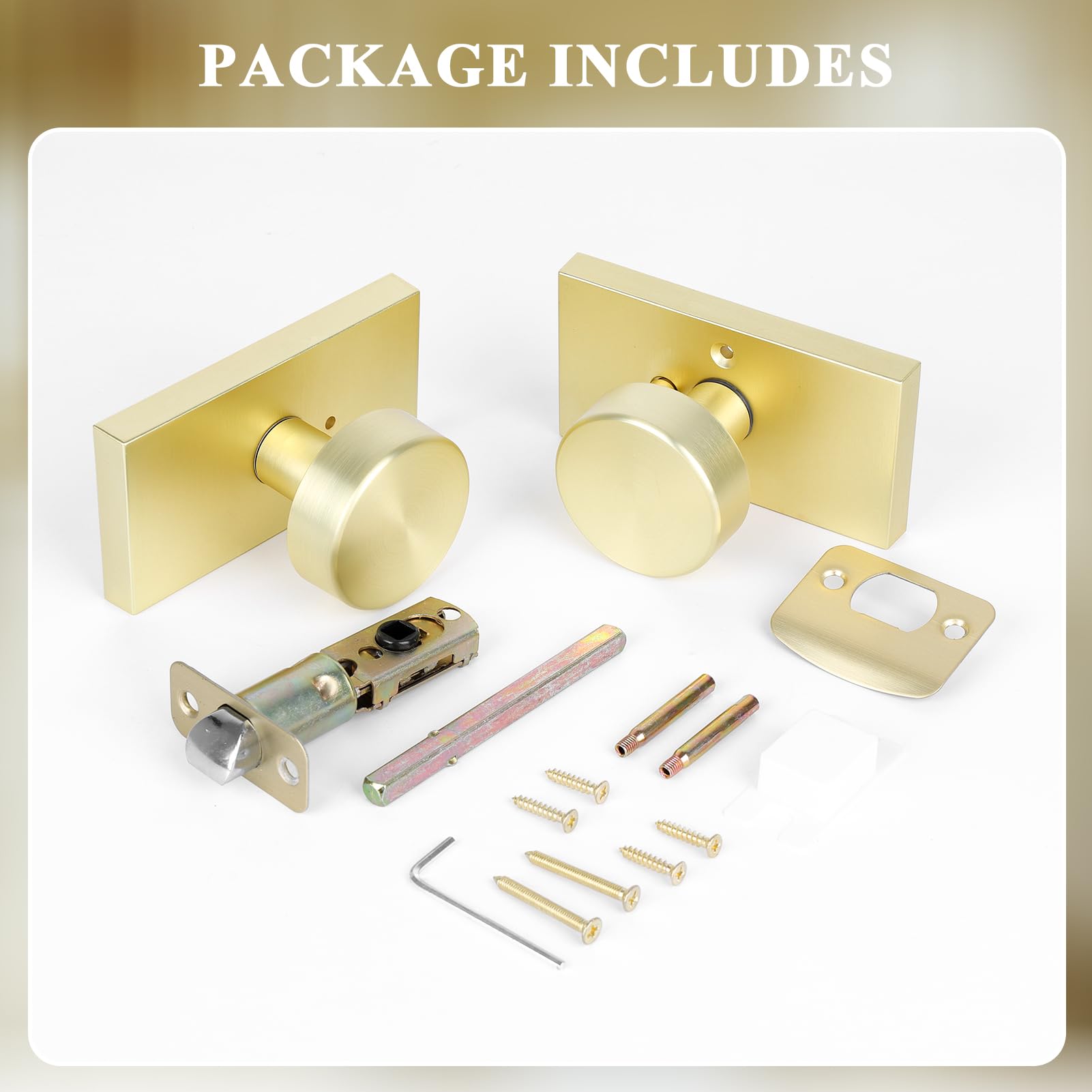 HIEMEY privacy gold knob suited for bedrooms and bathrooms.